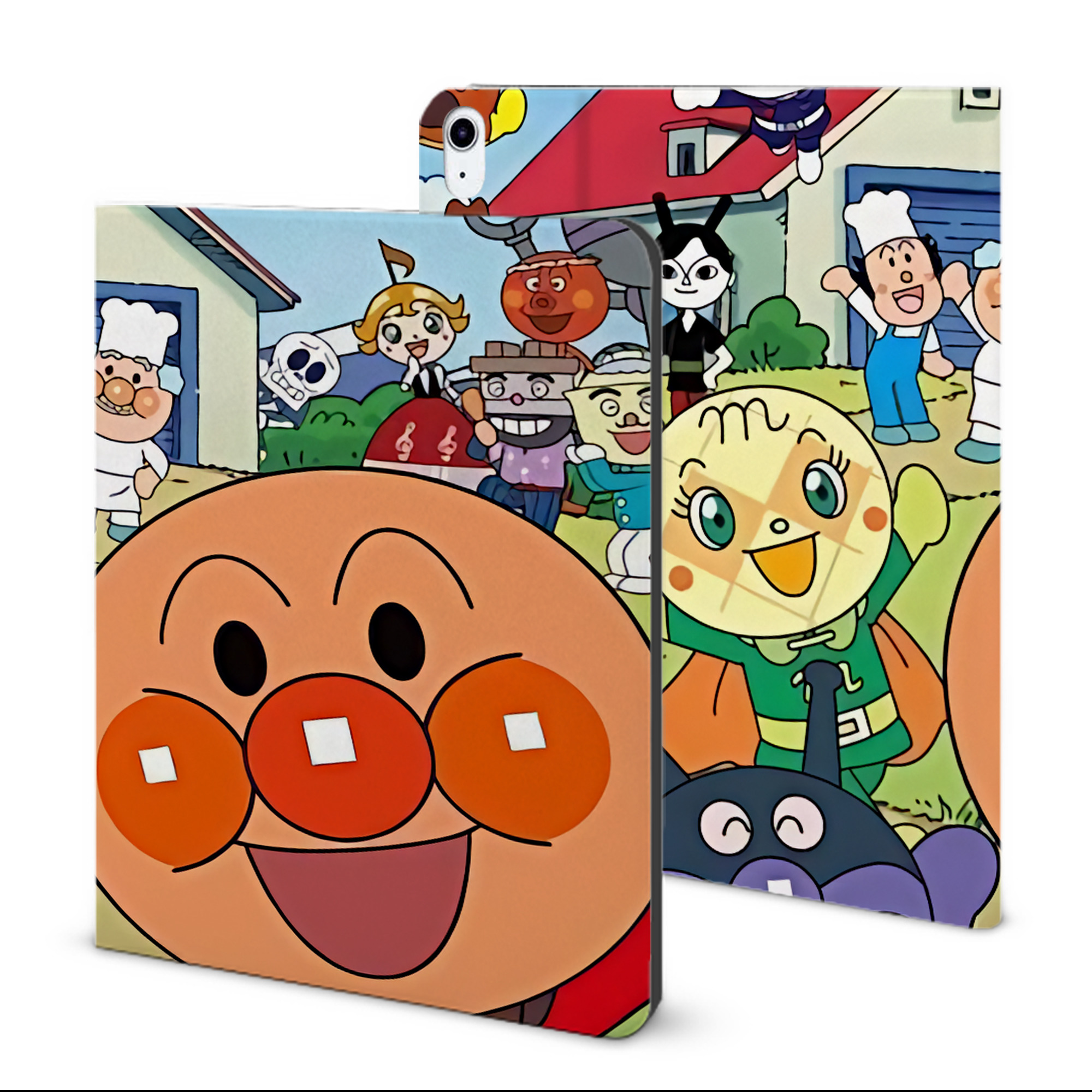 （画像用） アンパンマン Anpanman IPad ケース ブック型 PUレザー TPU 耐衝撃 軽量 薄型 ペン収納なし 全面保護 IPad 各モデル対応